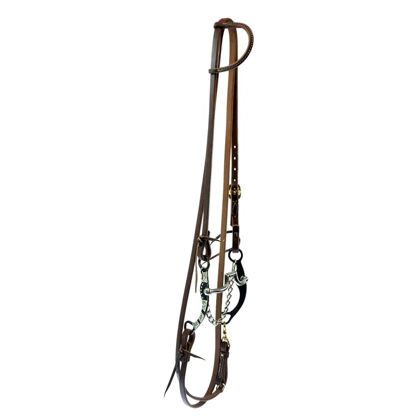 STT Roping Rein Slide Ear Bridle Set with Hinge Port Bit with 7" Silver Mounted Shanks