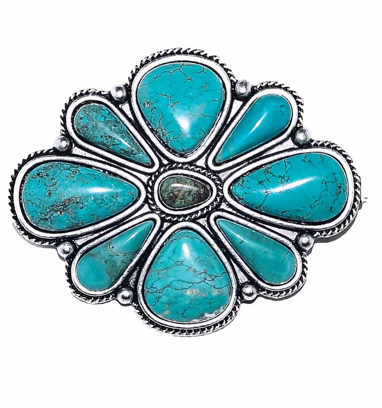 West and Co. 3" Large Turquoise Cluster Pin