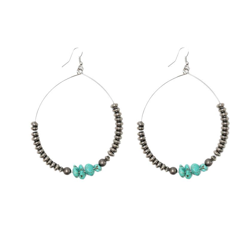 West and Co. 3" Turquoise Chunk Hoop Earring