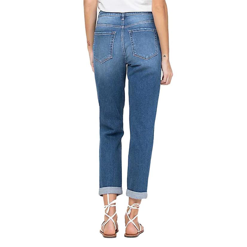 Vervet Women's Double Cuffed Stretch Mom Jean