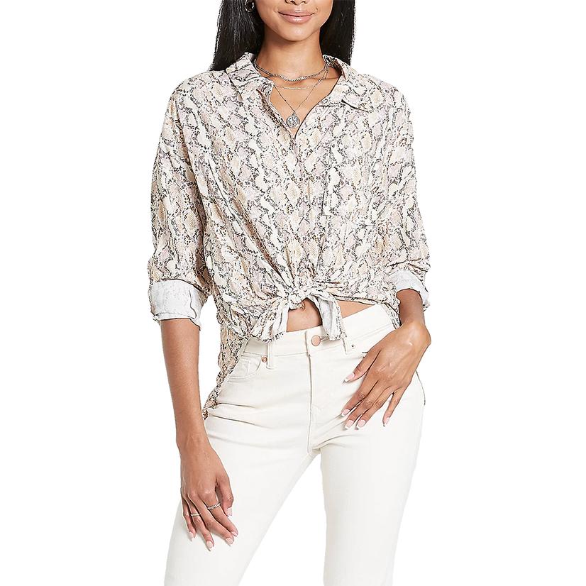 Dear John Arianna Twilight Mauve Tie Front Women's Shirt