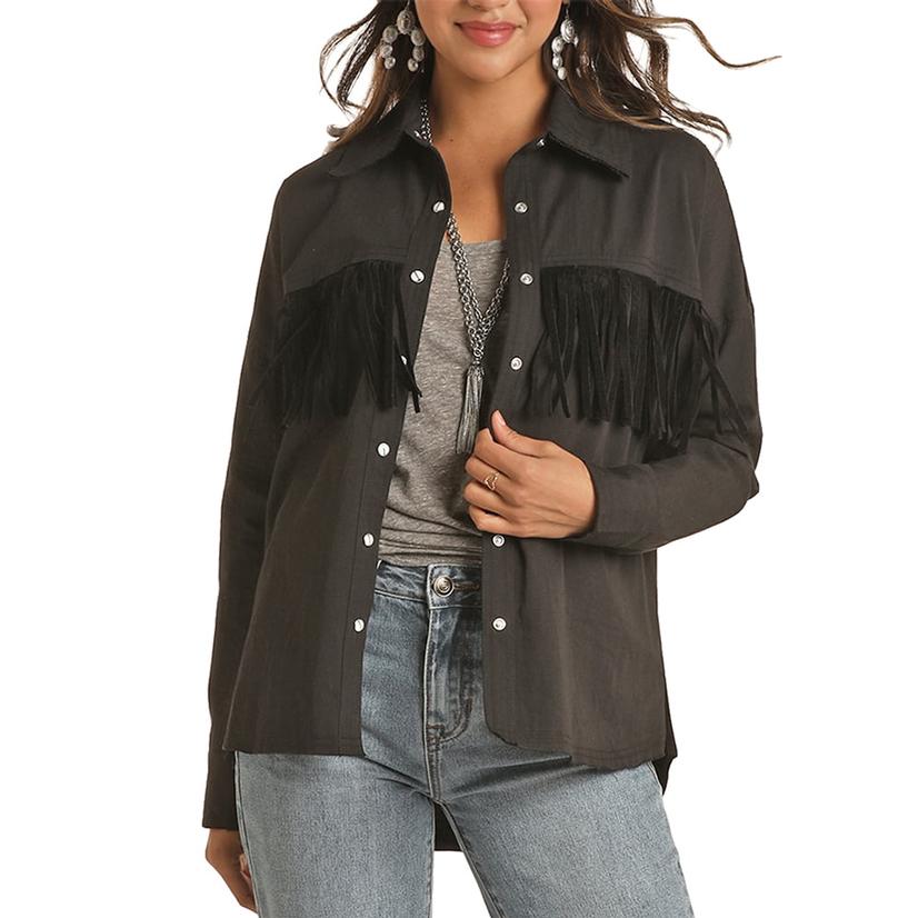 Rock and Roll Black Fringe Women's Long Sleeve Shirt