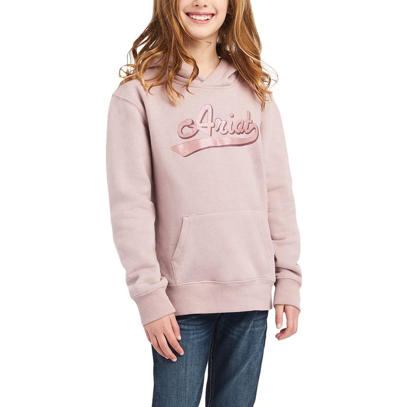 Ariat REAL Glitter Logo Girl's Pink Hoodie