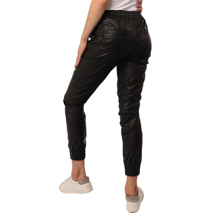 Dear John Denim Jacey Black Leather Women's Jogger