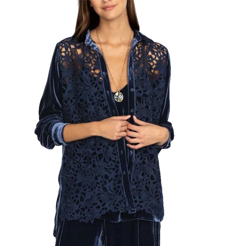 Johnny Was Sapphire Blue Flicka Button-Down Women's Shirt