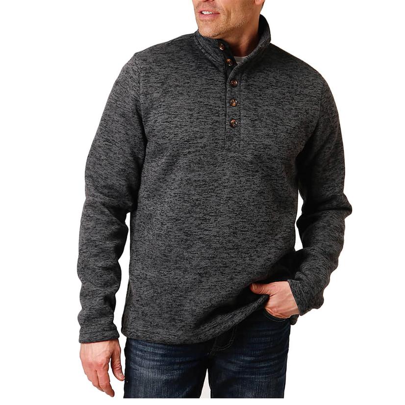 Stetson Grey Knit Button Top Men's Sweater