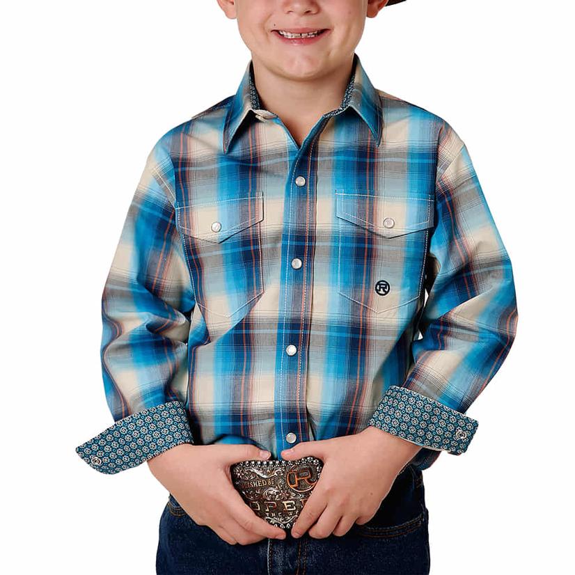 Roper Sunset Plaid Boys Long Sleeve Shirt