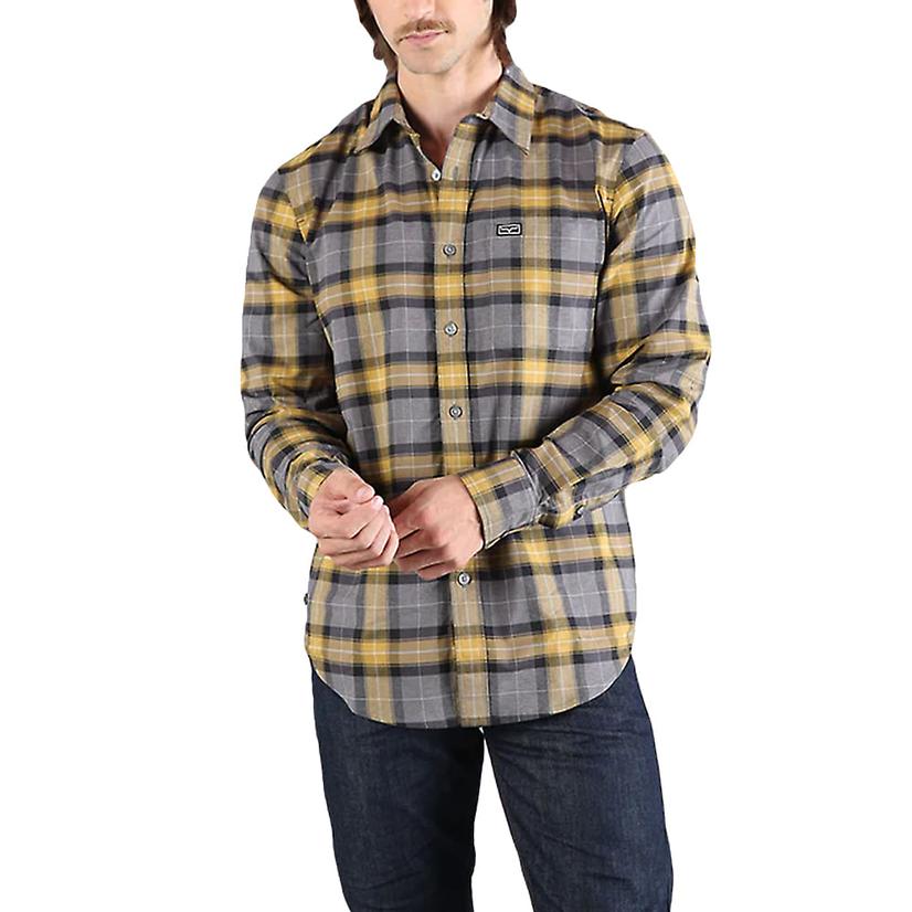 Kimes Ranch Twin-Peak Gold Grey Long Sleeve Men's Shirt