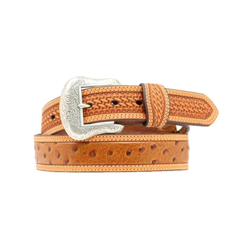 Nocona Cognac Ostrich Print Men's Belt