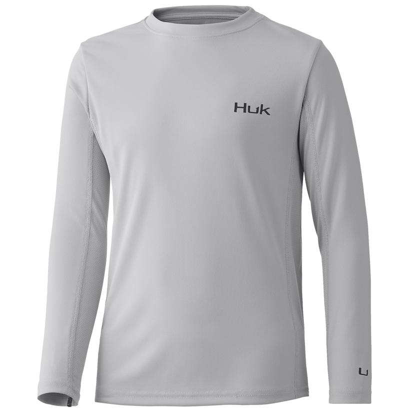 Huk Overcast Grey Icon X Long Sleeve Boys Shirt