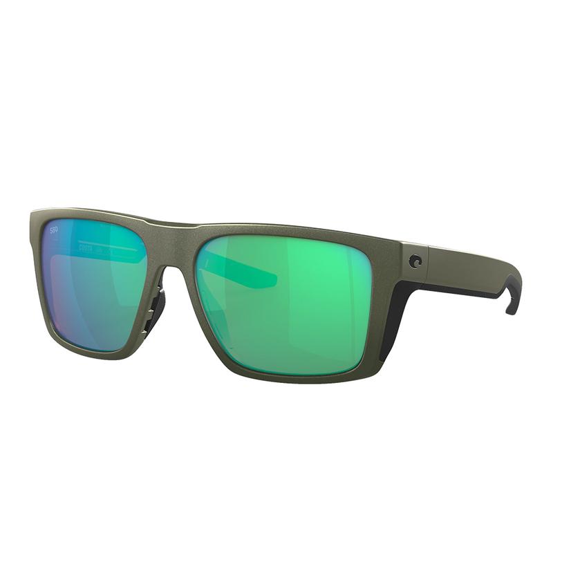 Costa Lido Steel Gray Metallic Frame Green Mirror Polarized Glass Lens Sunglasses