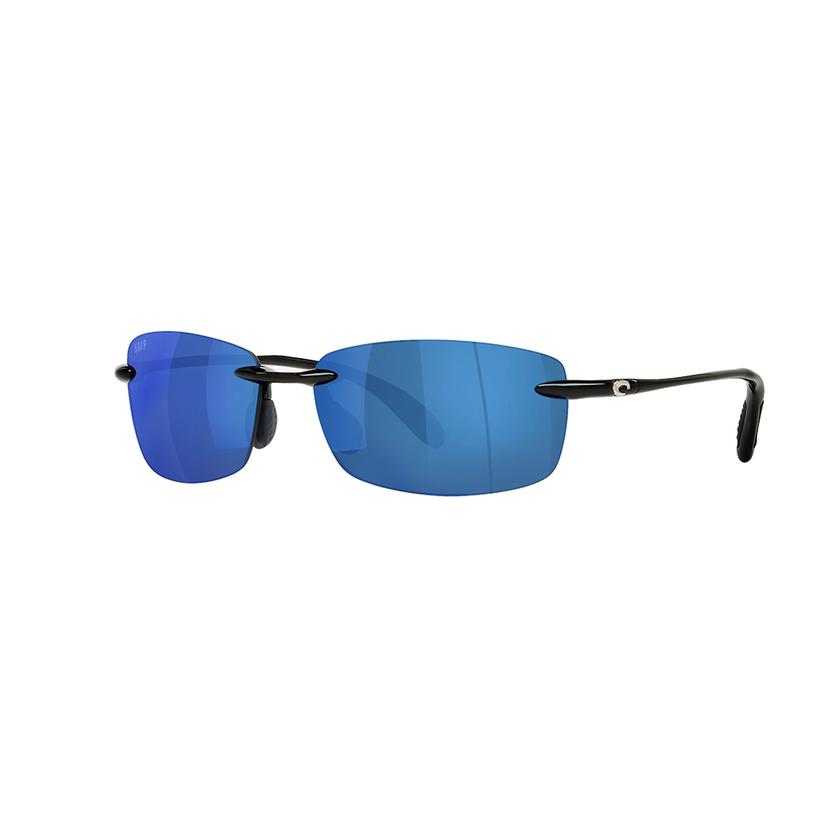 Costa Ballast Shiny Black Frame Blue Mirror Polarized Poly Lens Men's Sunglasses