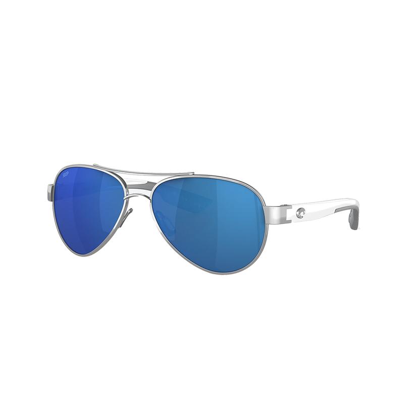 Costa Loreto Palladium Frame Blue Mirror Polarized Poly Lens Women's Sunglasses