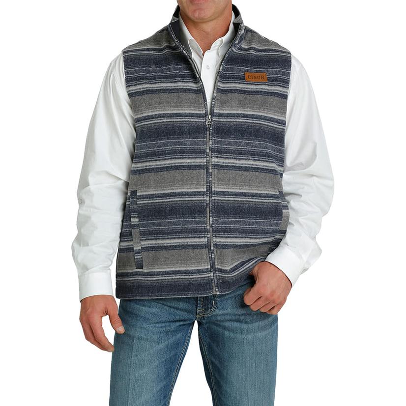 Cinch Poly Wool Twill Blue Striped Men's Vest