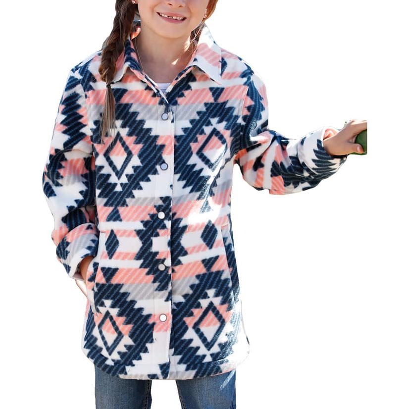 Cinch Pink Aztec Print Girls Shirt Jacket