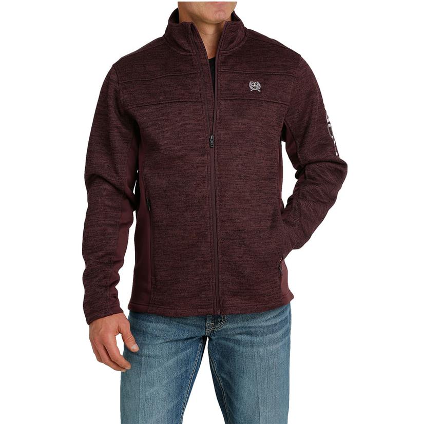 Cinch Burgundy Full Zip Men's Sweater Jacket