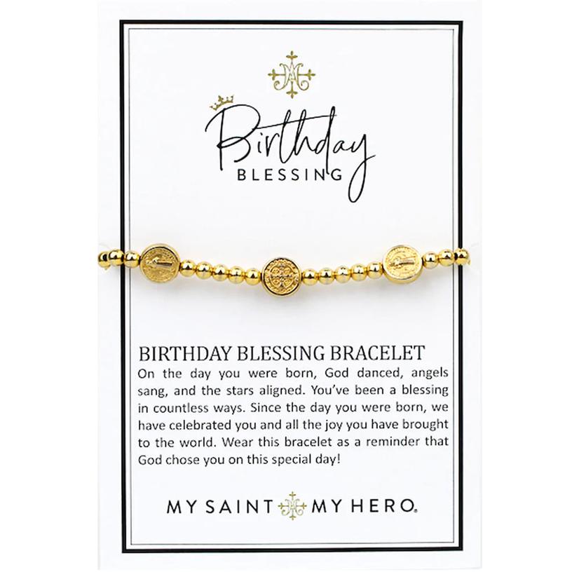 My Saint My Hero Jewelry Benedictine Birthday Blessing Gold Bracelet