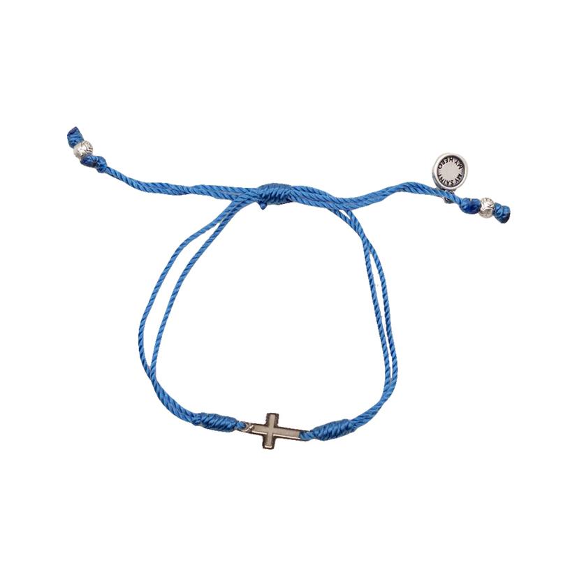 My Saint My Hero Jewelry Filled by Faith Gold-Tone Cross and Logo Blue Bracelet