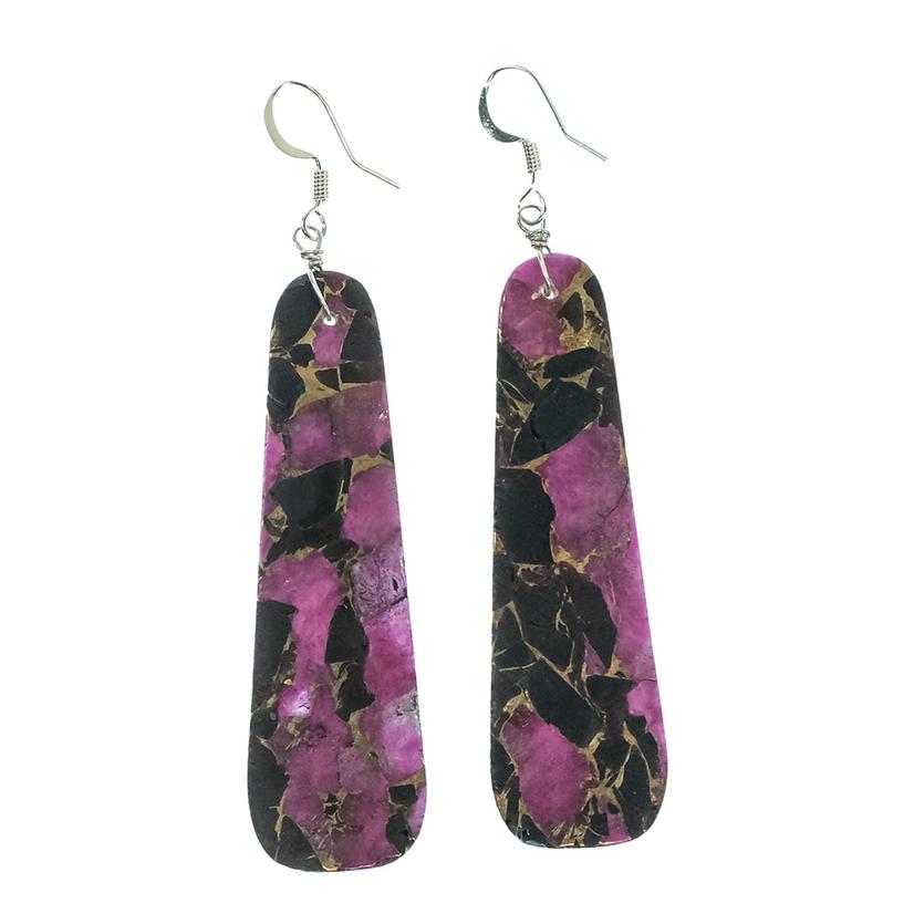 South Texas Tack Purple And Black Buffalo Slab Earrings