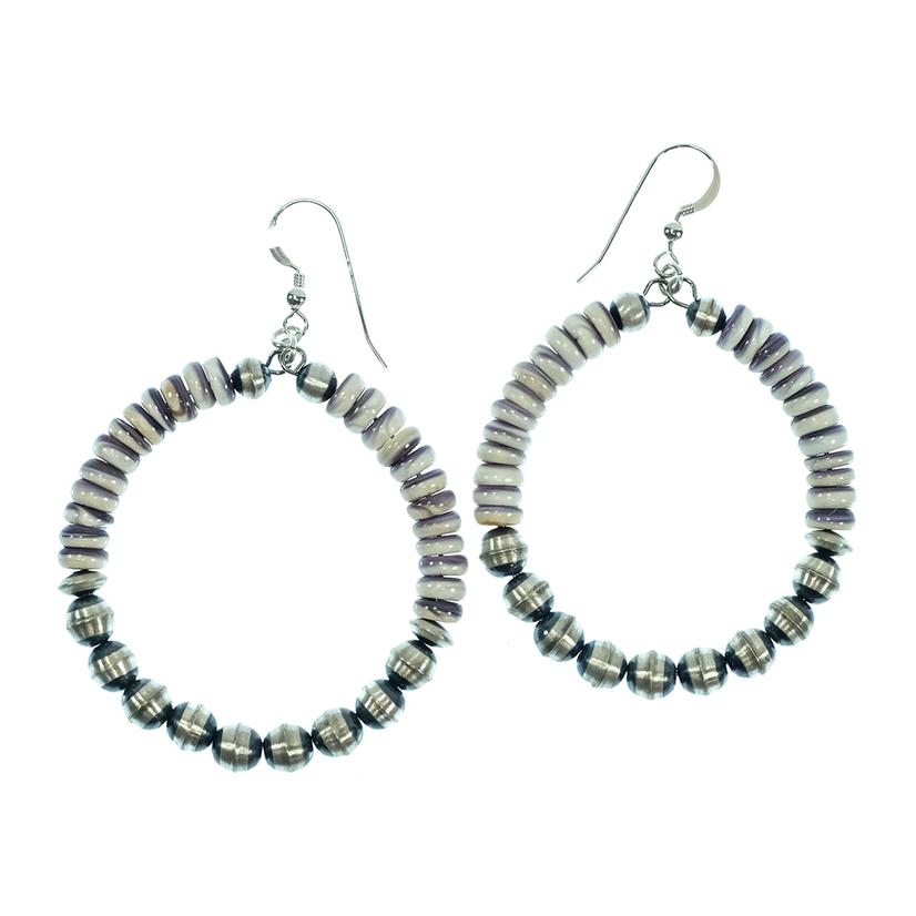 South Texas Tack Oyster And Oxidized Purple White Bead Loop Women's Earrings