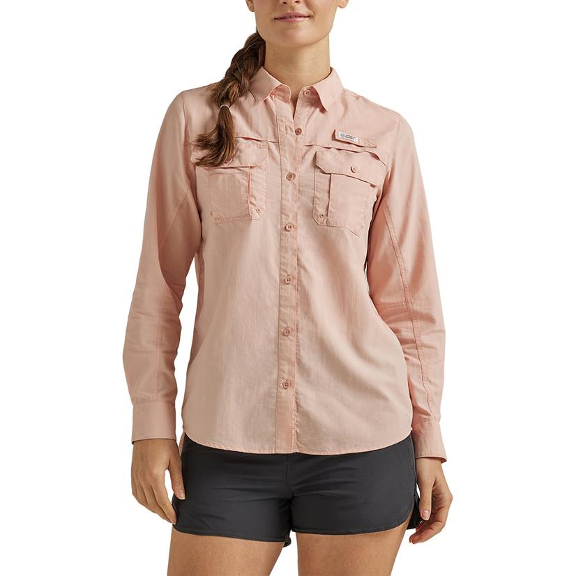 Wrangler ATG X Peach Long Sleeve Buttondown Women's Angler Shirt