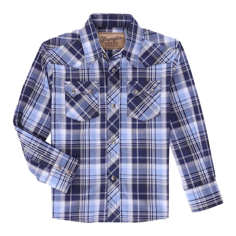 Wrangler Retro Blue Long Sleeve Boys Shirt