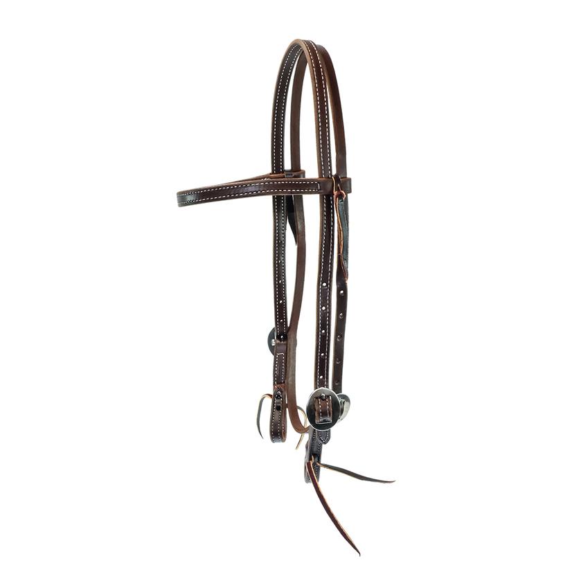 STT 5/8" Double Stitch Double Buckle Oiled Browband Headstall