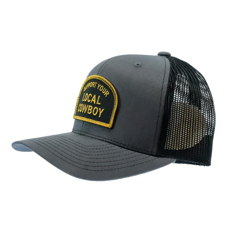 Cowboy Cool Charcoal Support Your Local Cowboy Logo Cap