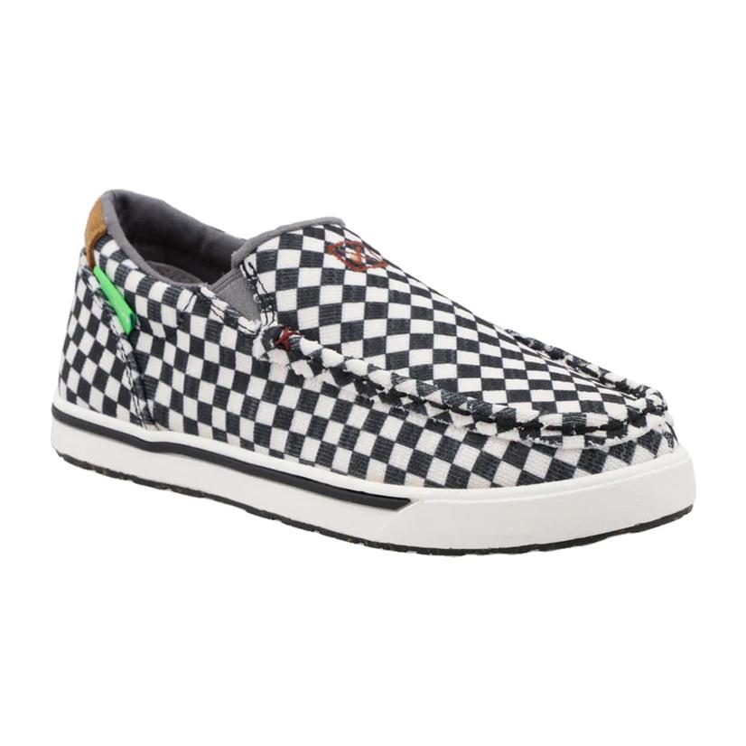 Twisted X Black and White Checkered Slip-On Kids Kicks