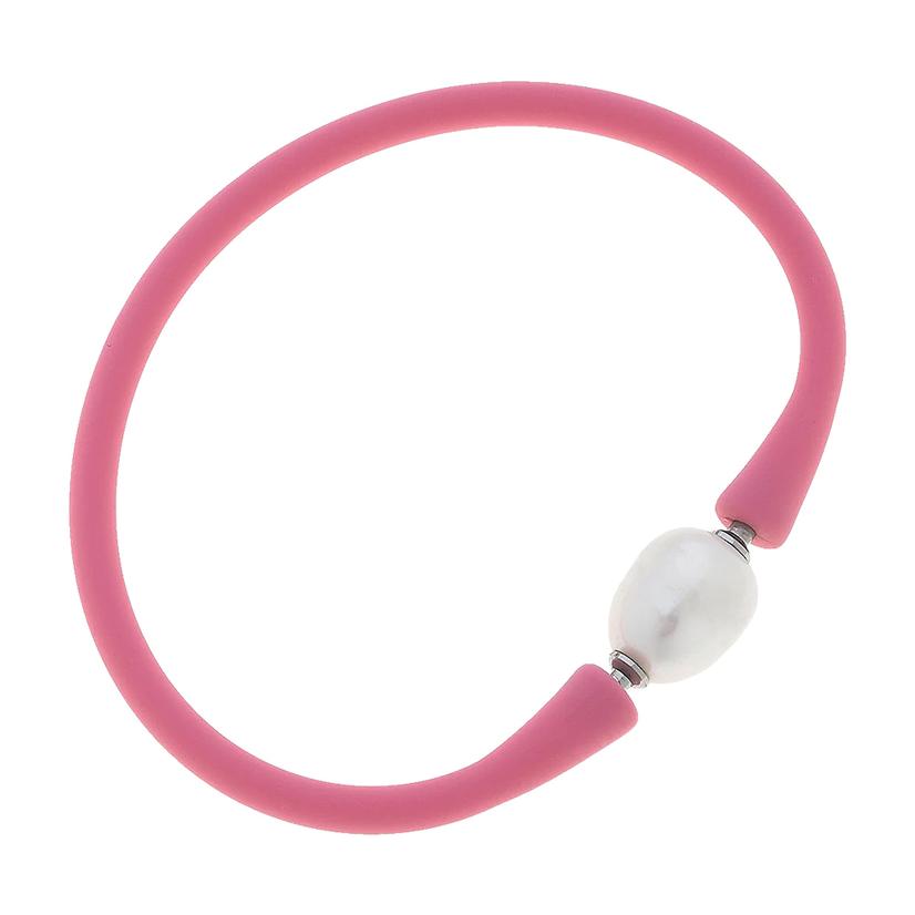 Canvas Bali Freshwater Pearl Silicone Bracelet in Bubble Gum