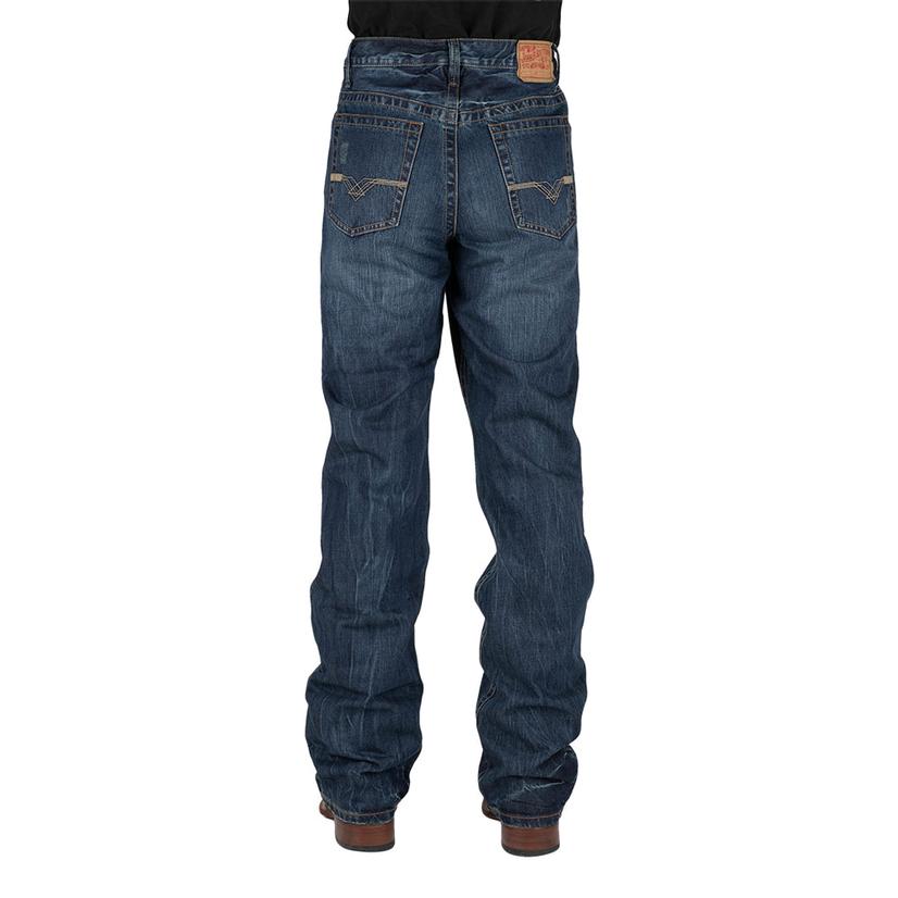 Stetson Blue Mid Rise Relaxed Boot Cut Men's Jeans