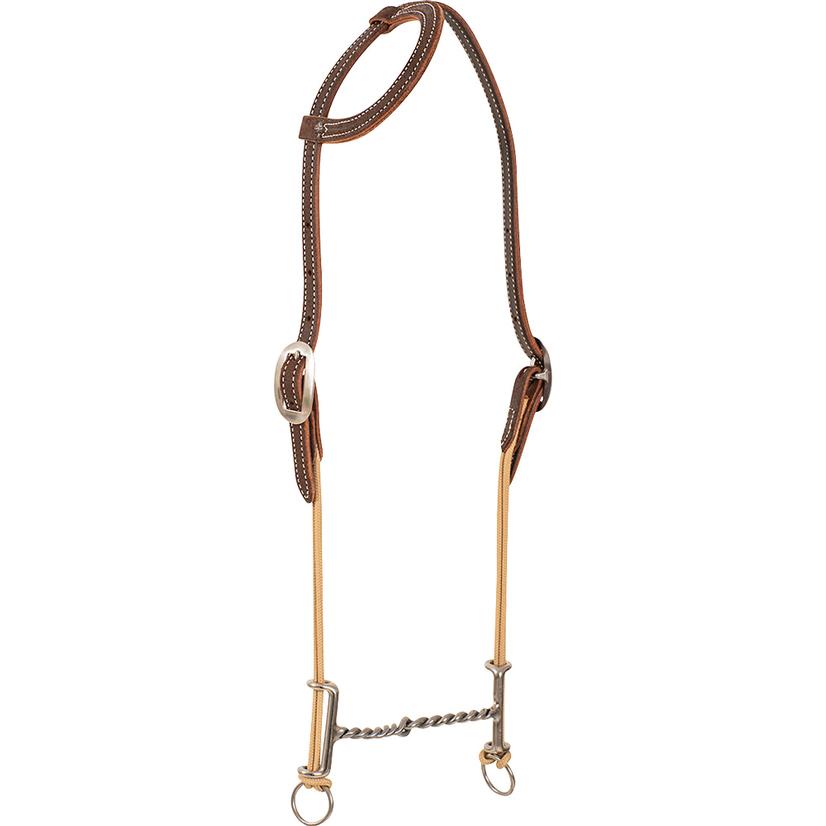 Classic Equine Chocolate Loomis Draw Gag Twisted Snaffle Slip Ear Headstall