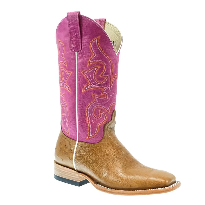 Macie Bean Pink Top Hand Smooth Ostrich Women's Boots