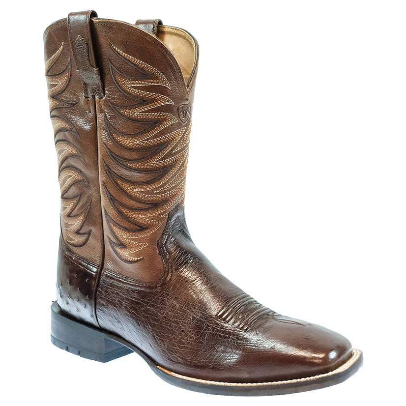 Ariat Badlands Dark Brown Smooth Quill Ostrich Warm Tabacco Men's Boots