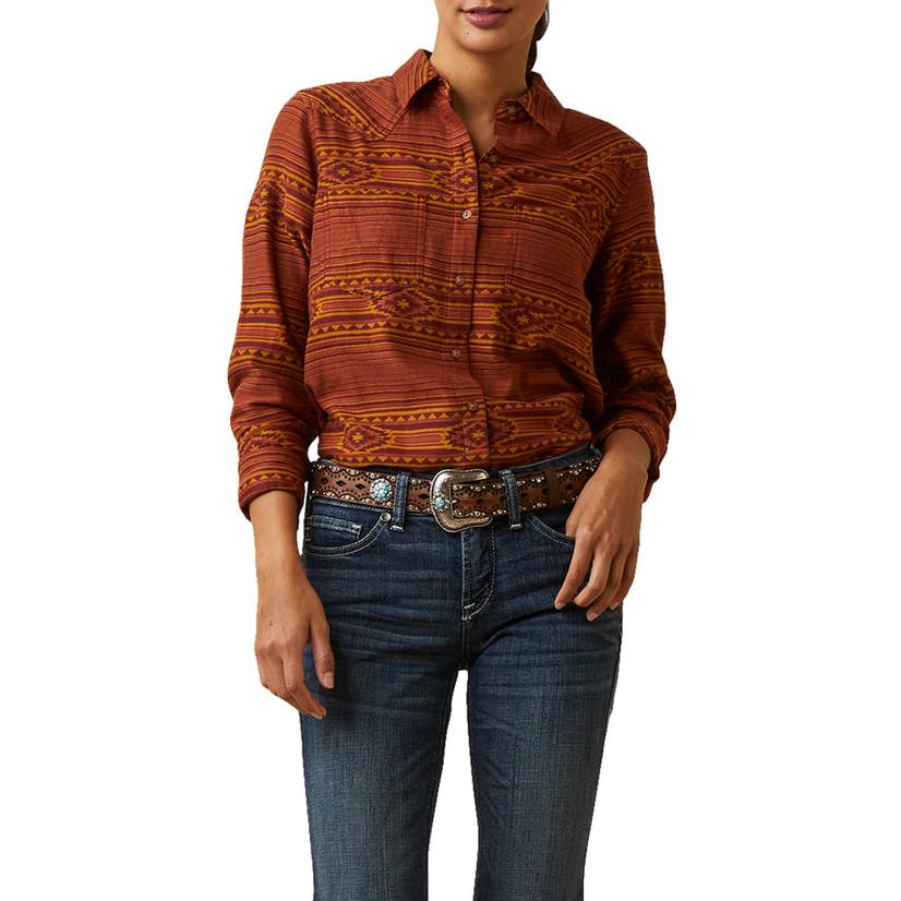 Ariat R.E.A.L. Billie Jean Long Sleeve Rust Women's Shirt