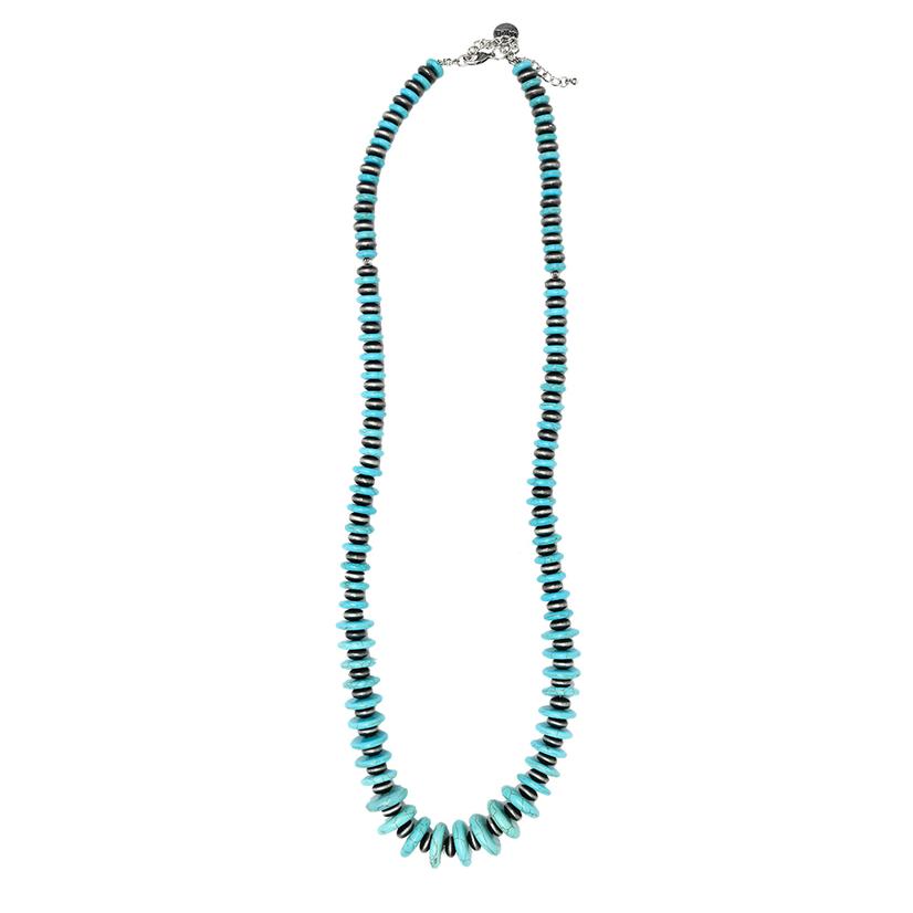 West And Co Turquoise And Navajo Peal Disc Necklace