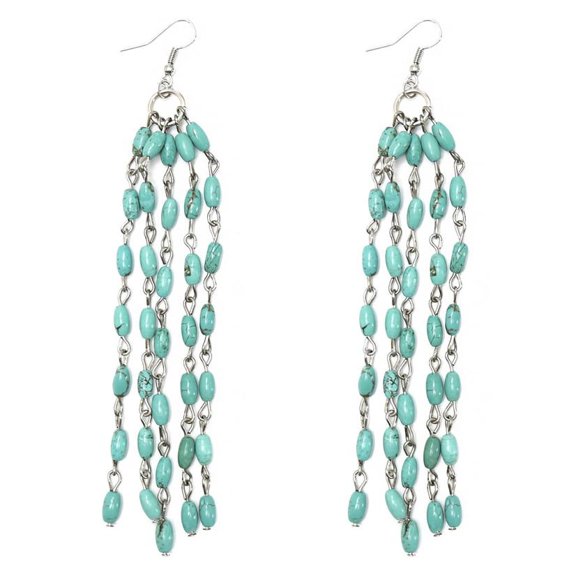 West And Co Green Beaded Tassel Earrings