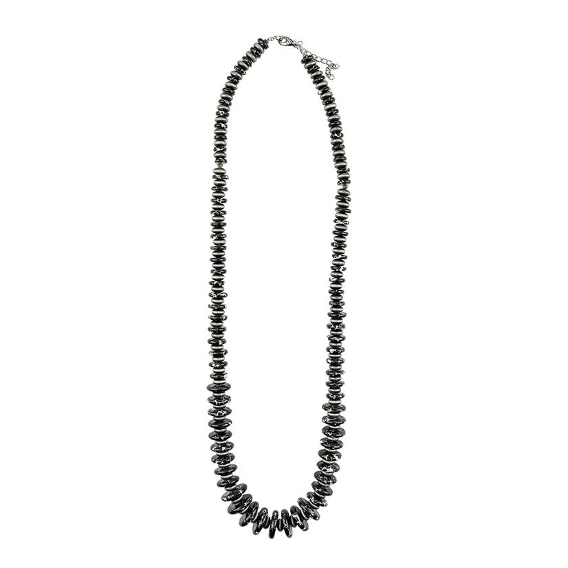 West And Co Faux Navajo Pearl and Black Disc Necklace