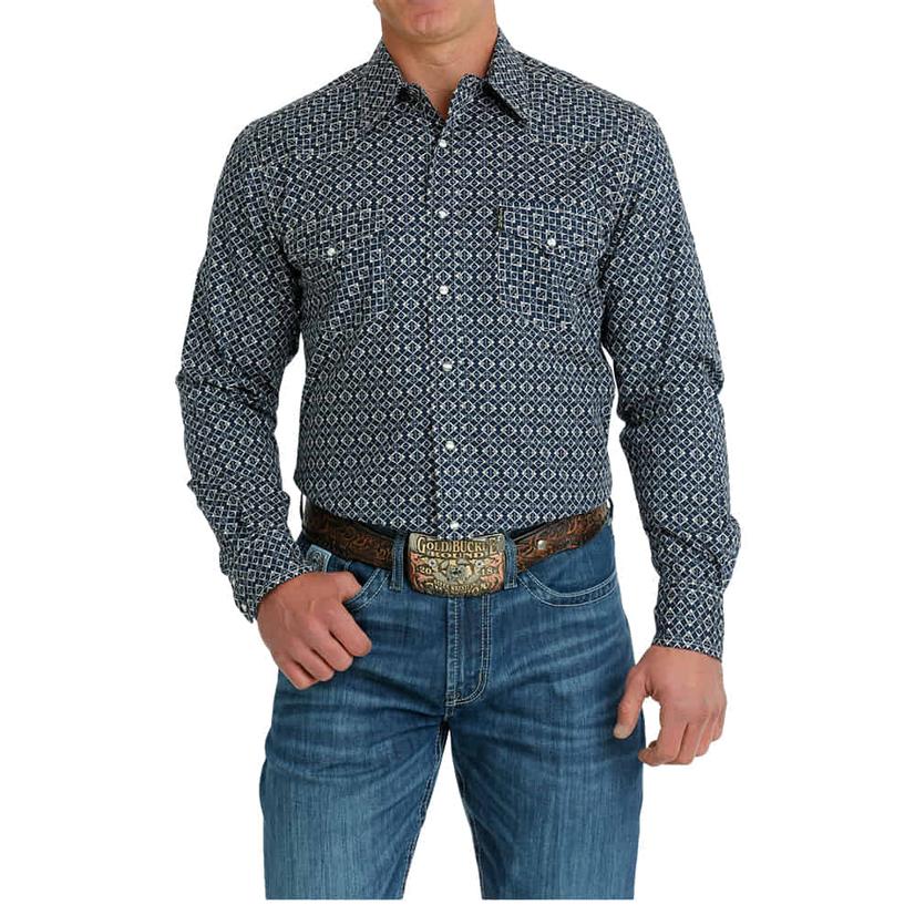 Cinch Men's Modern Fit Long Sleeve Snap Navy Shirt