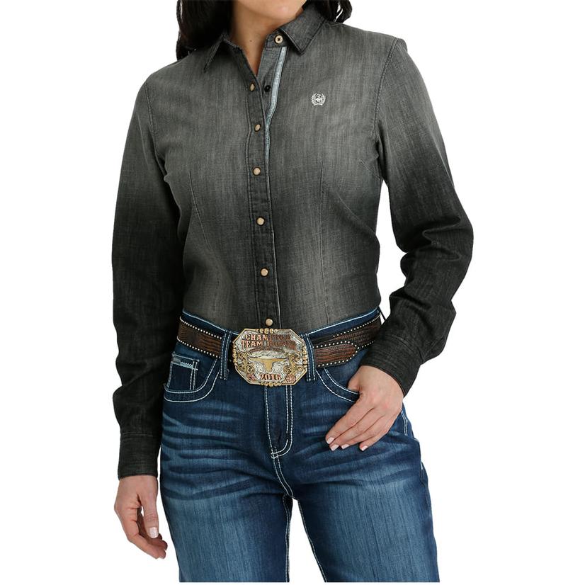 Cinch Black Denim Long Sleeve Women's Shirt