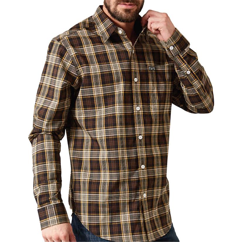 Kimes Ranch Aldrich Black Plaid Long Sleeve Men's Shirt