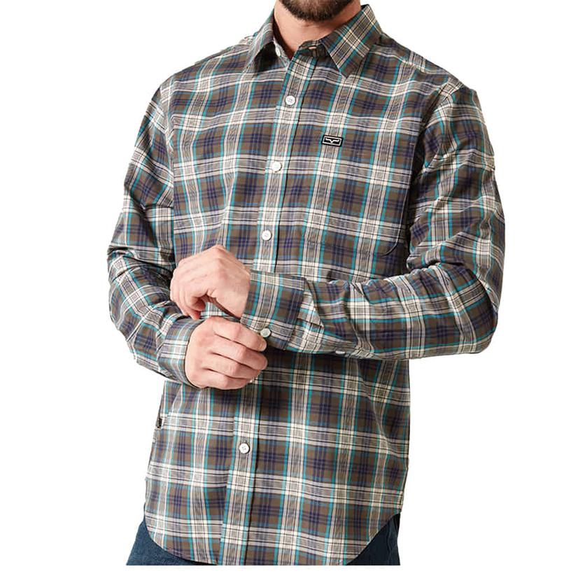 Kimes Ranch Aldrich Army Plaid Long Sleeve Men's Shirt