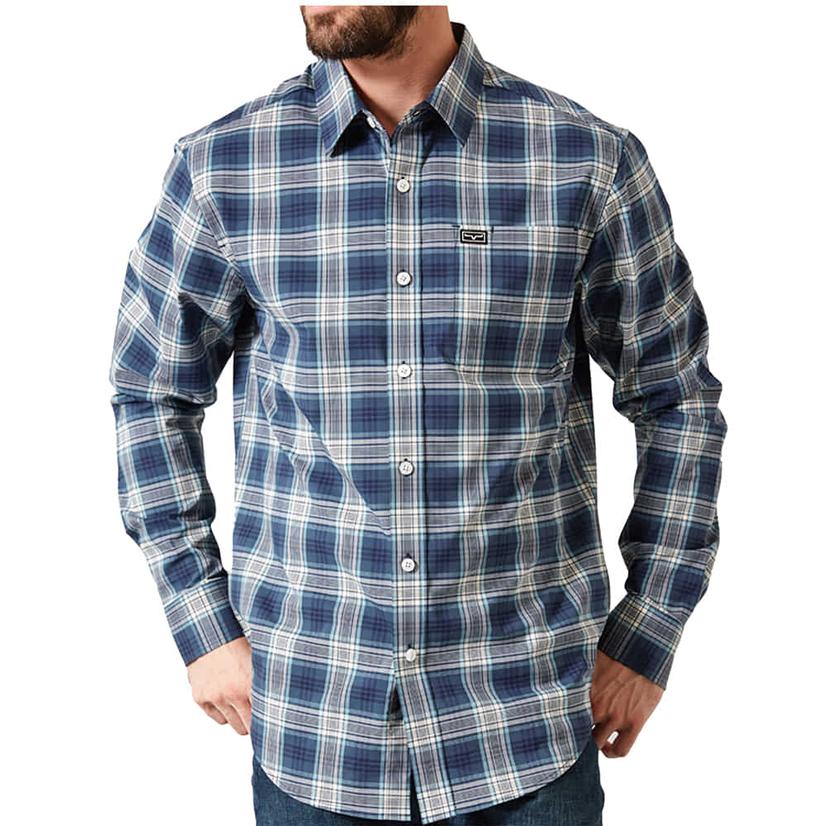 Kimes Ranch Aldrich Navy Plaid Long Sleeve Men's Shirt