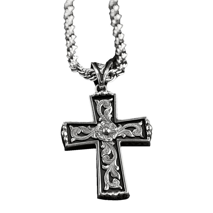 Twister Silver Filigree Cross Necklace