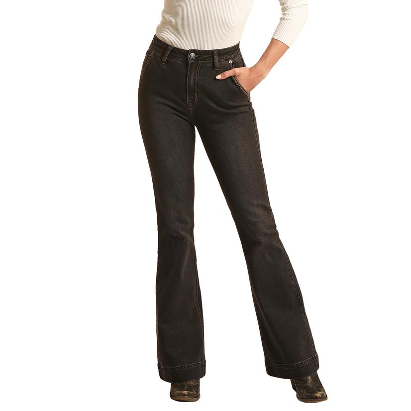 Rock & Roll Cowgirl High Rise Trouser Black Women's Jeans