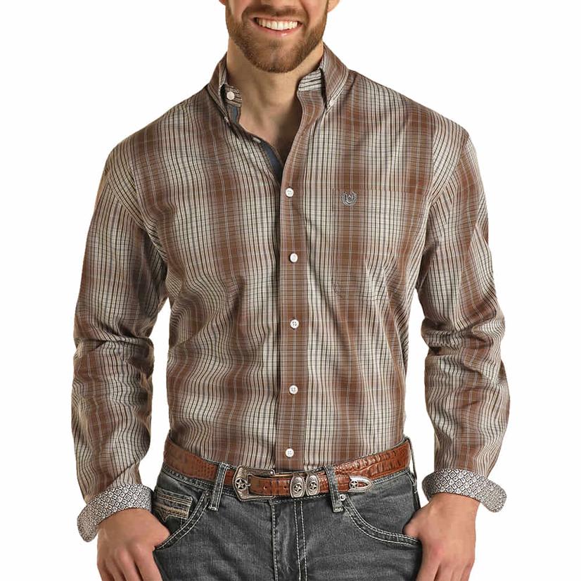 Panhandle Ombre Plaid Long Sleeve Men's Shirt