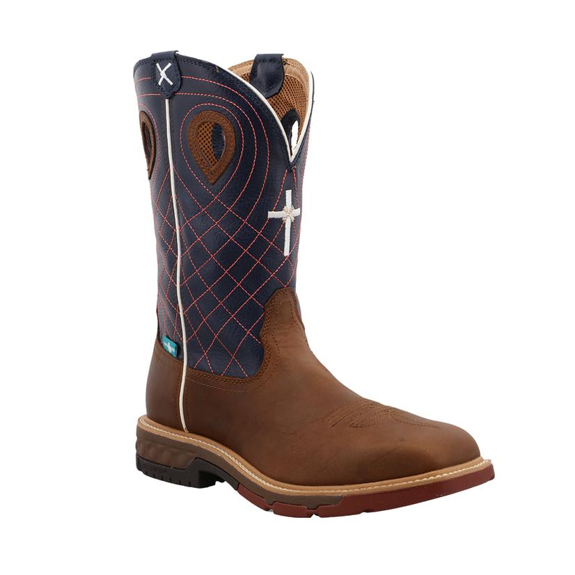 Twisted X Navy Brown Western Men's Work Boots