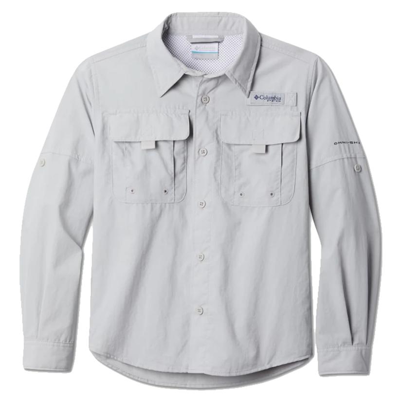 Columbia Cool Grey PFG Bahama Long Sleeve Boy's Shirt