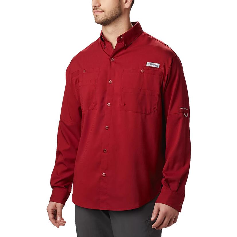 Columbia Tamiami II Long Sleeve Tall Beet Men's Shirt