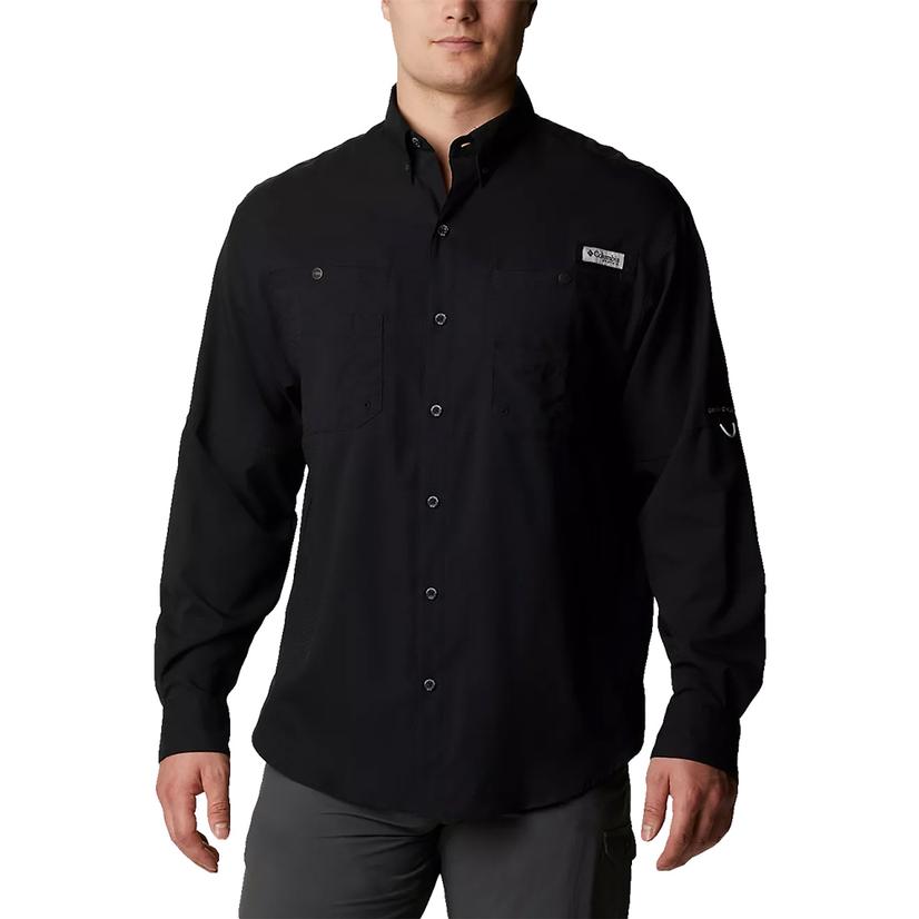 Columbia Tamiami II Black Long Sleeve Tall Men's Shirt